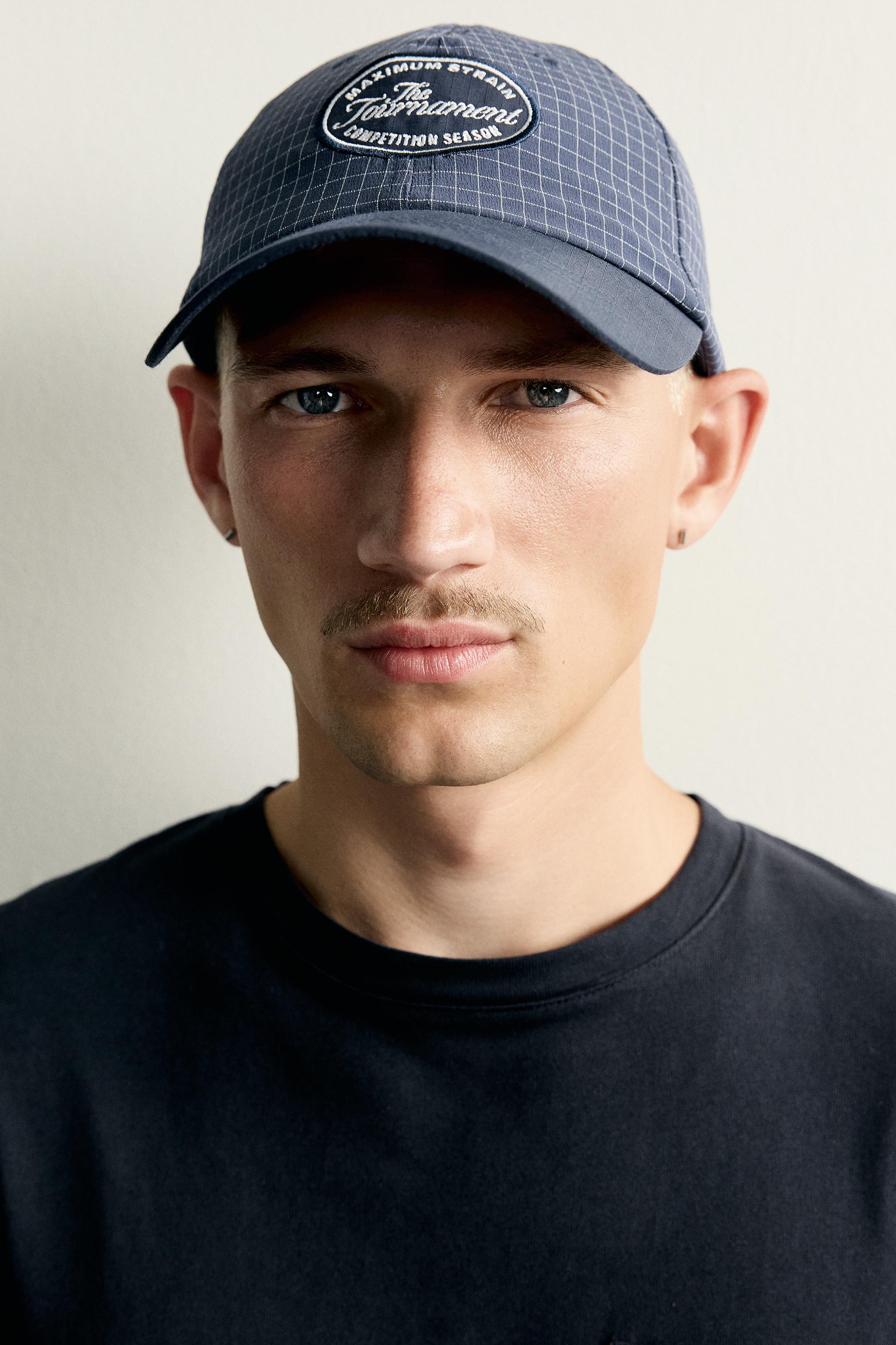 PLAID EMBROIDERED PATCH CAP